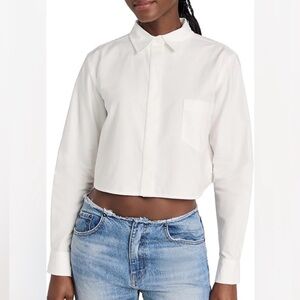 Good American | Crop Cotton Oxford Button-Up Shirt, XL